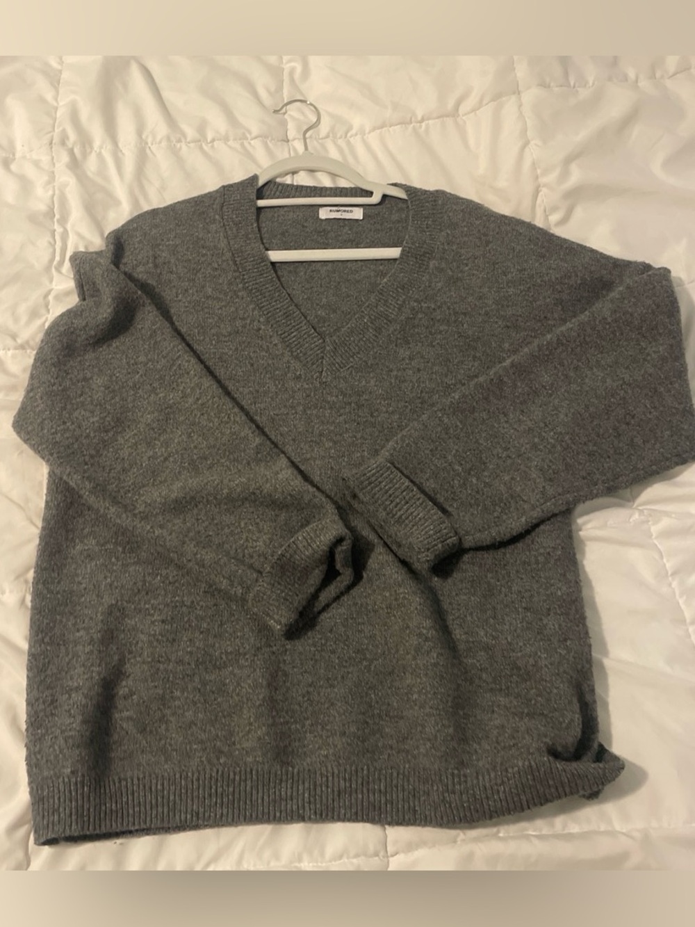 Rumored V-Neck Grey Knit Sweater